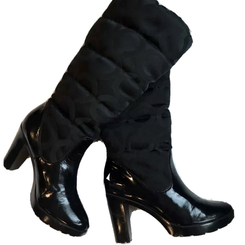 COACH LORYN LEATHERWARE KNEE HIGH BOOTS C LOGO